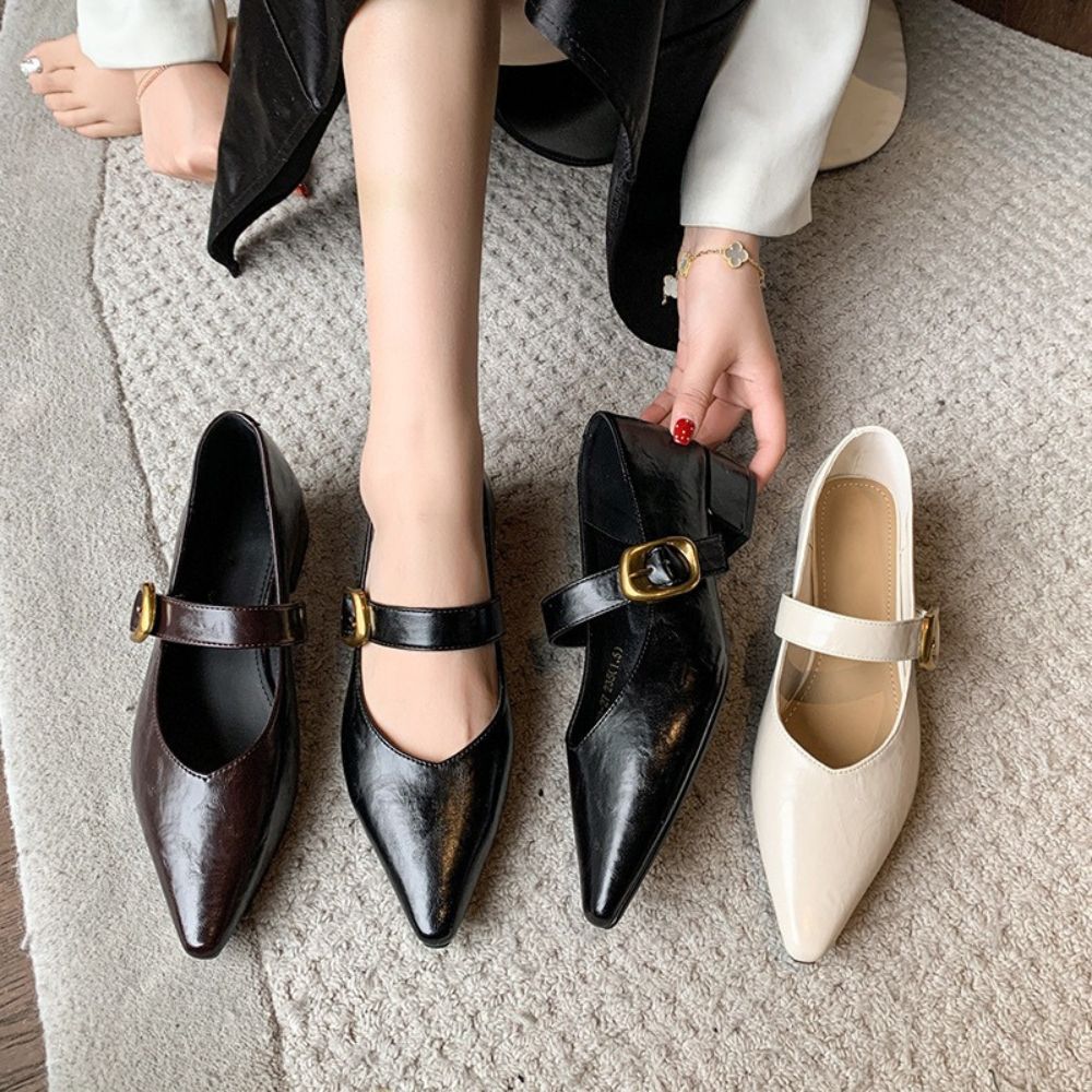 ポインテッドトゥ太ストラップパンプス|オフィスカジュアル レディース 通販【ミレジェネ】