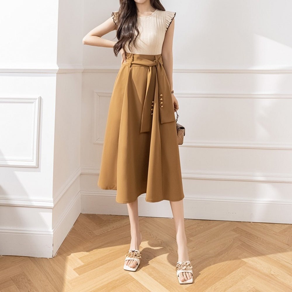 ウエストリボンフレアスカート|オフィスカジュアル レディース 通販【ミレジェネ】