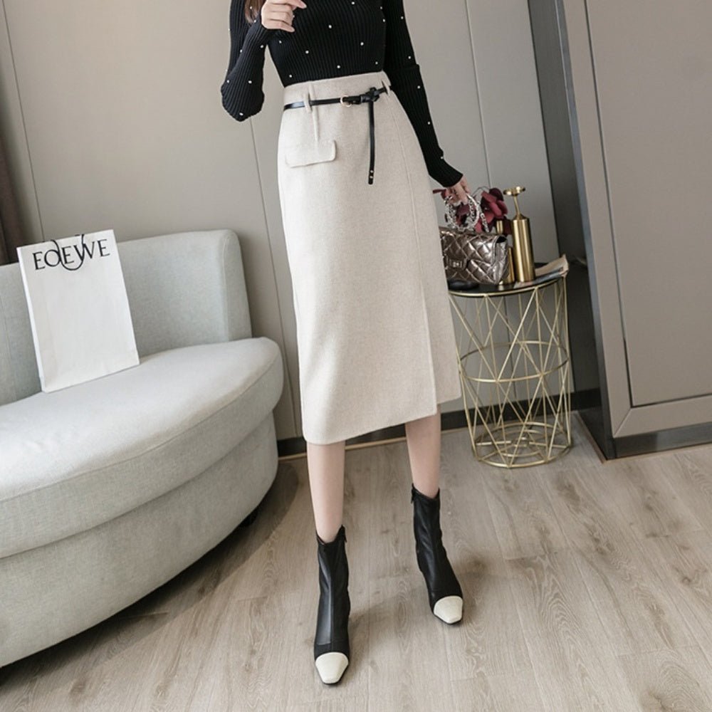 ハイウエストスリットひざ丈スカート|オフィスカジュアル レディース 通販【ミレジェネ】