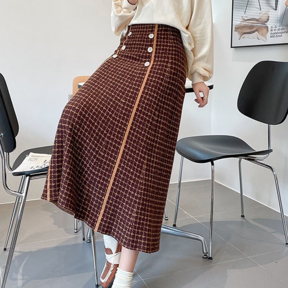 ライン入チェックスカート|オフィスカジュアル レディース 通販【ミレジェネ】