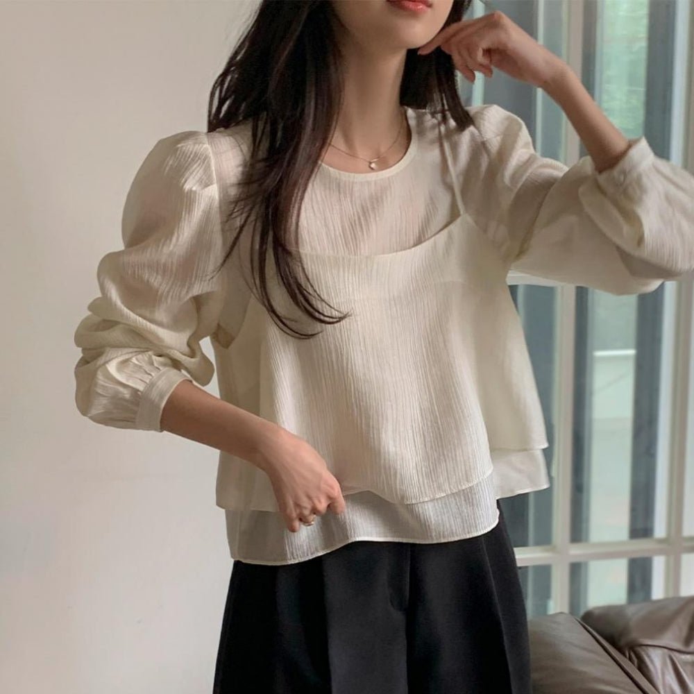 同素材キャミ付きブラウスアンサンブル|オフィスカジュアル レディース 通販【ミレジェネ】