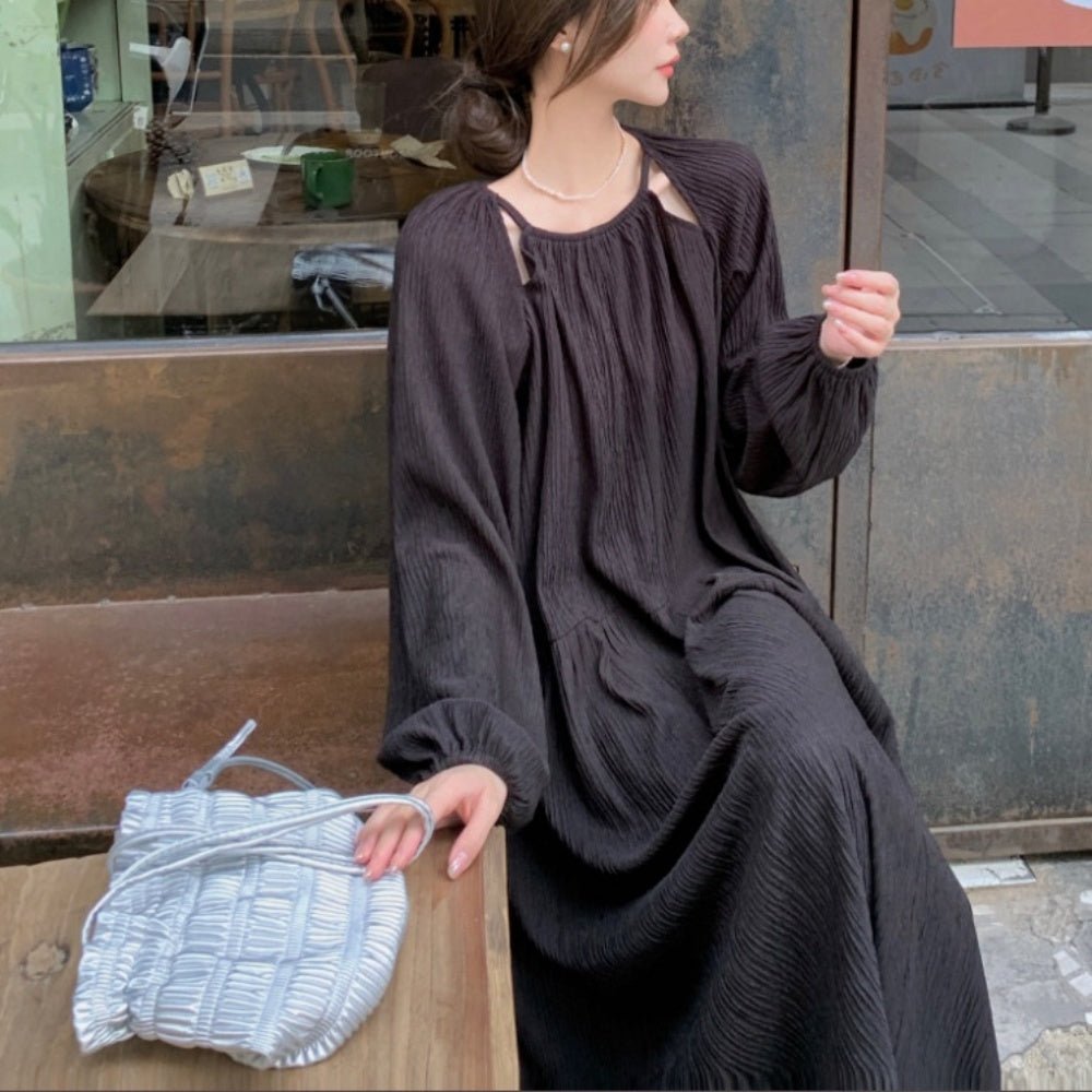 プリーツ加工長袖ワンピース|オフィスカジュアル レディース 通販【ミレジェネ】