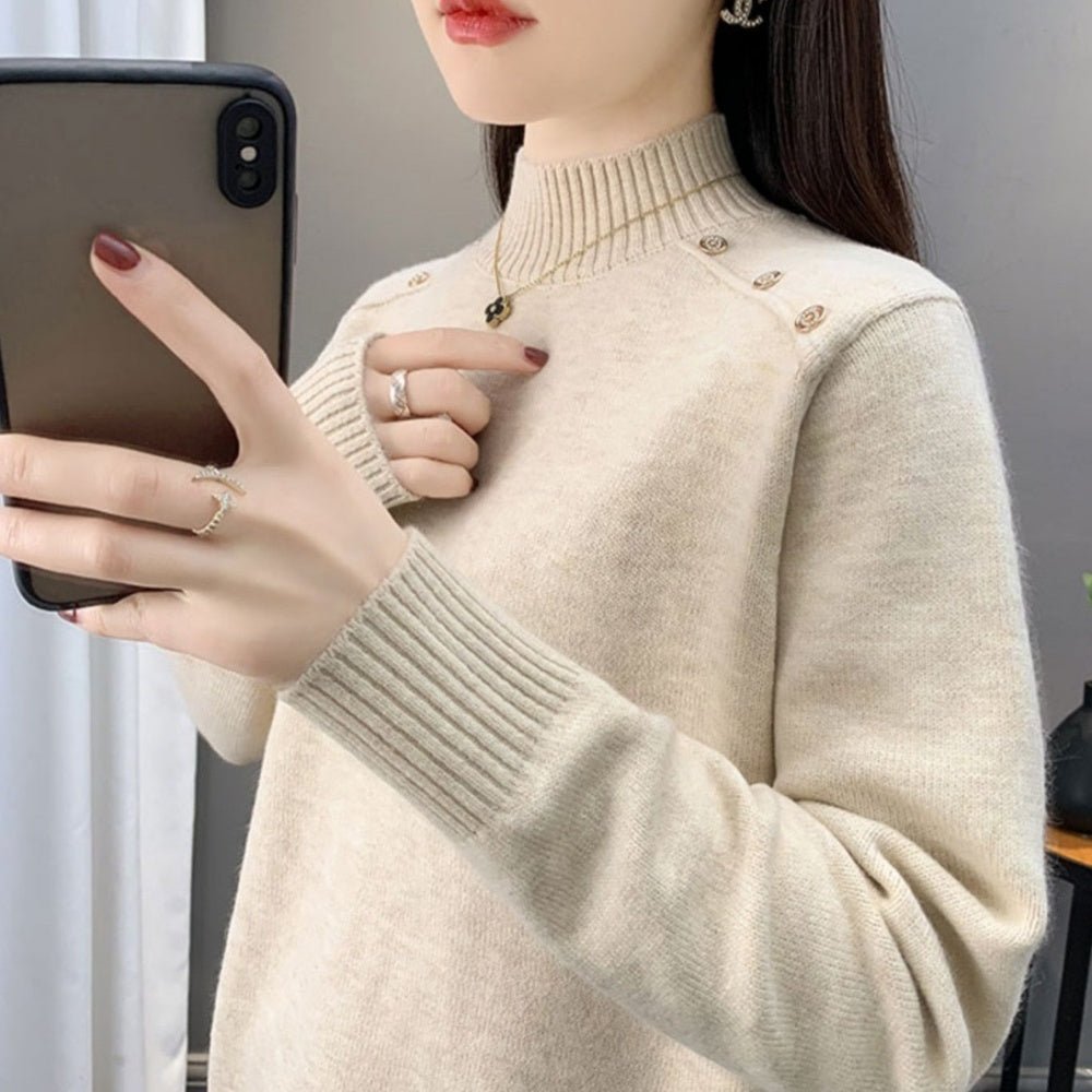 ショルダーボタンハイネックニットセーター|オフィスカジュアル レディース 通販 Millennial Generation【ミレジェネ】