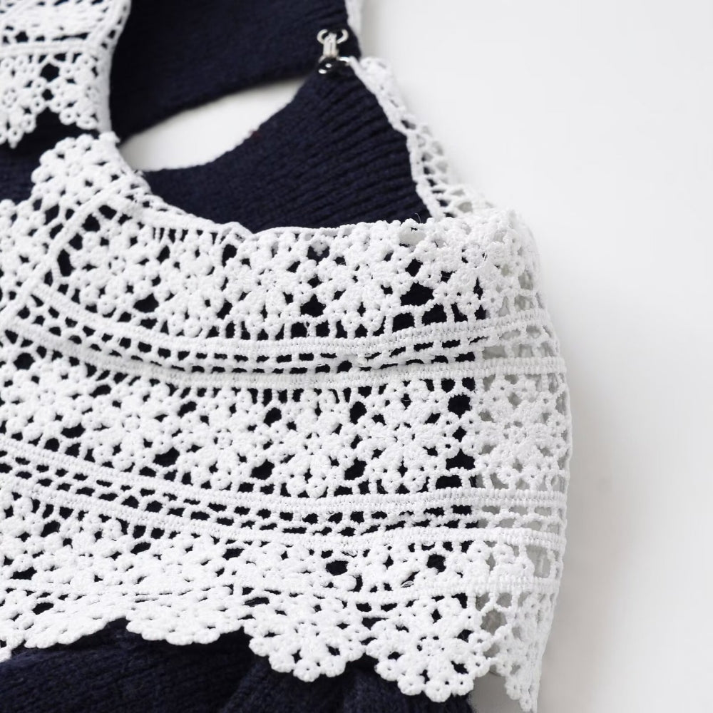 レース襟付き半袖ニット|オフィスカジュアル レディース 通販【ミレジェネ】