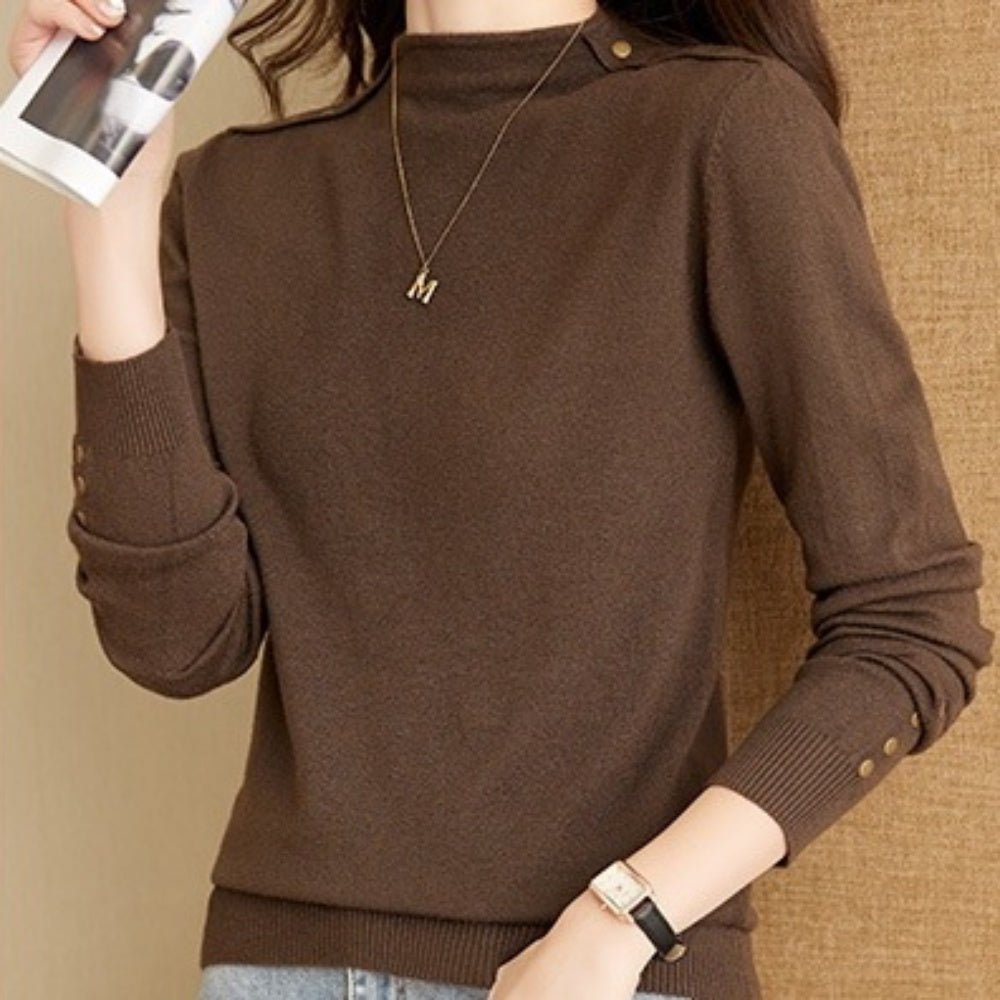 金ボタン付ハイネックセーター|オフィスカジュアル レディース 通販【ミレジェネ】