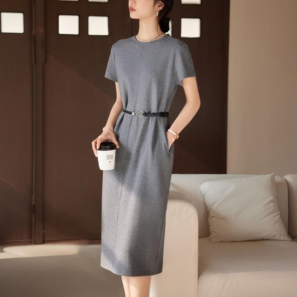 ウエストベルト付ワンピース|オフィスカジュアル レディース 通販【ミレジェネ】
