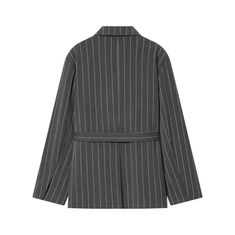 ピンストライプラップジャケット|オフィスカジュアル レディース 通販【ミレジェネ】