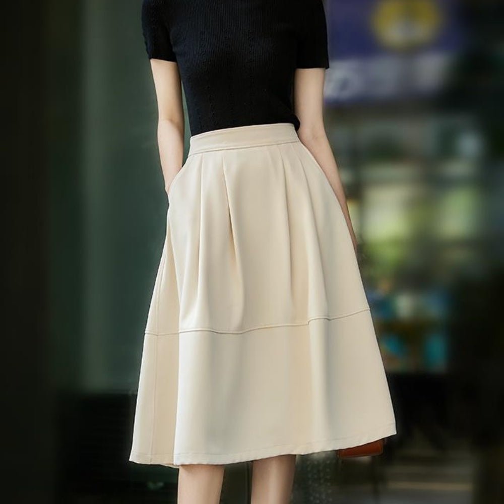 タックフレアひざ丈スカート|オフィスカジュアル レディース 通販【ミレジェネ】