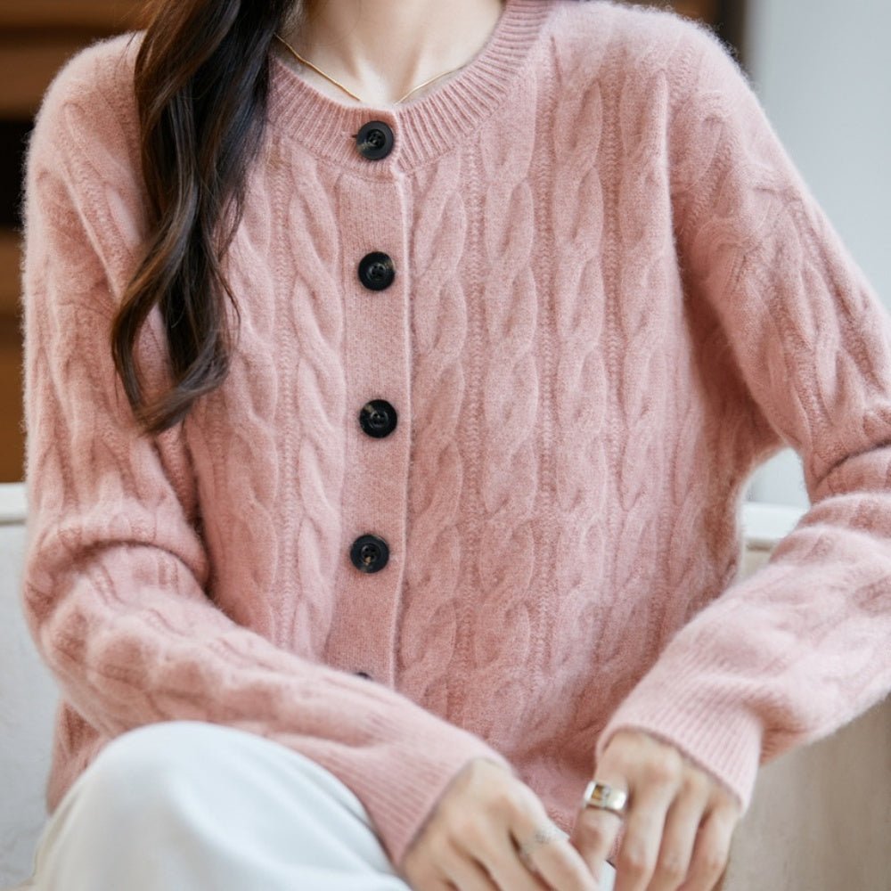 ウールケーブルニットカーディガン|オフィスカジュアル レディース 通販【ミレジェネ】