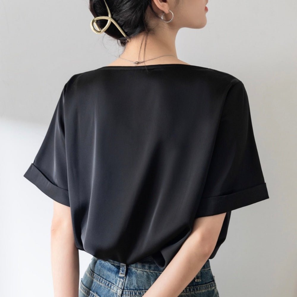 肩ドレープ半袖トップス|オフィスカジュアル レディース 通販【ミレジェネ】