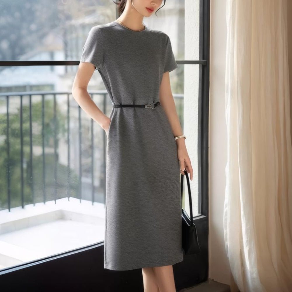 ウエストベルト付ワンピース|オフィスカジュアル レディース 通販【ミレジェネ】