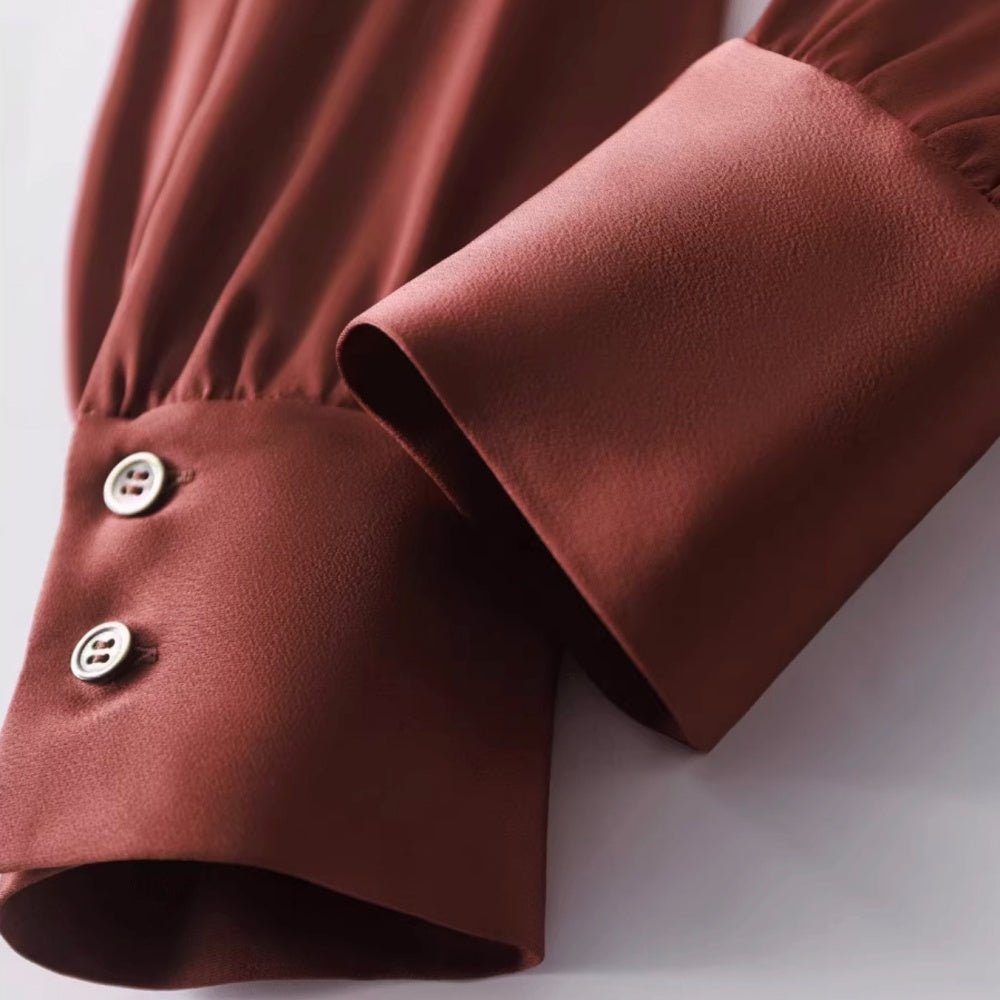 ハイネックサテンブラウス|オフィスカジュアル レディース 通販【ミレジェネ】