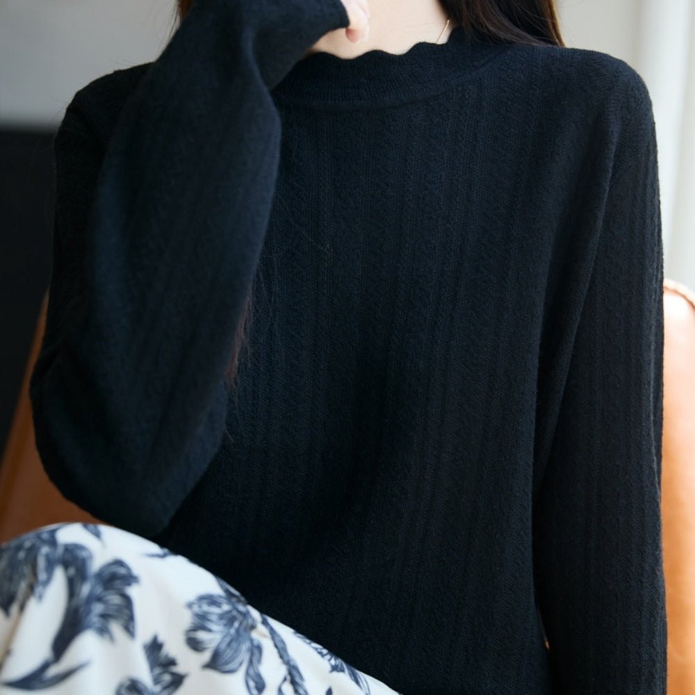 ハーフネックレース編み薄ニット|オフィスカジュアル レディース 通販【ミレジェネ】