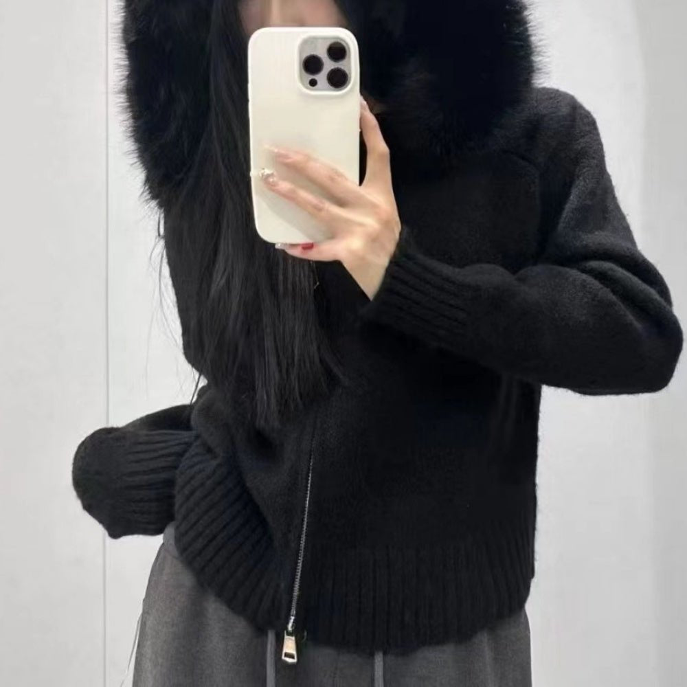 ボリュームファーフードカーディガン|オフィスカジュアル レディース 通販【ミレジェネ】