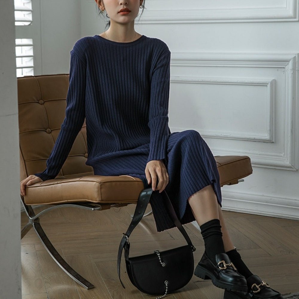 ワイドリブニットワンピース|オフィスカジュアル レディース 通販【ミレジェネ】