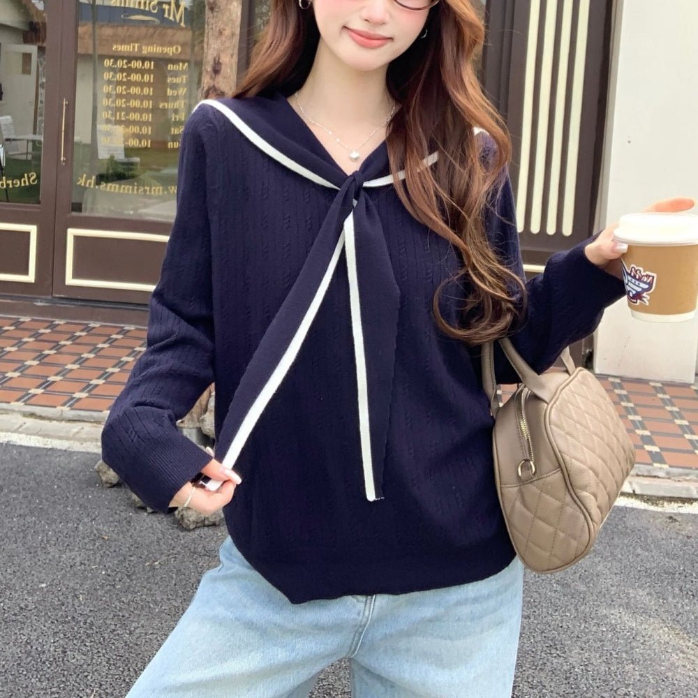 セーラーカラー配色ニット|オフィスカジュアル レディース 通販【ミレジェネ】