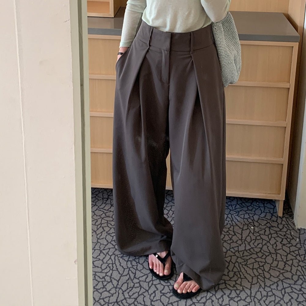 フロントワイドタックハイウエストパンツ|オフィスカジュアル レディース 通販【ミレジェネ】