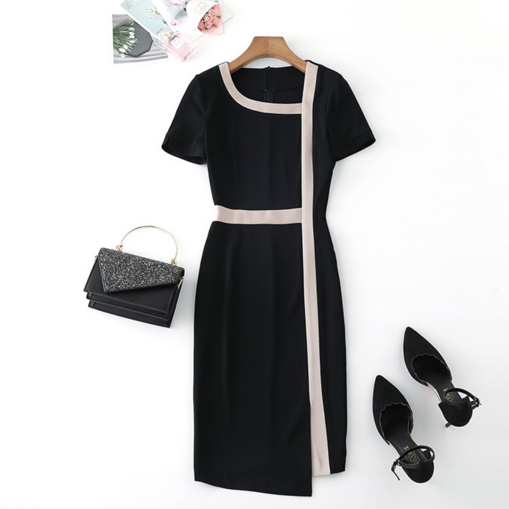 配色デザインタイトワンピース|オフィスカジュアル レディース 通販【ミレジェネ】