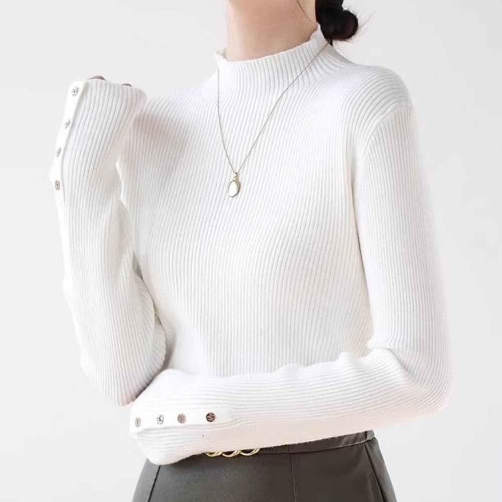ゴールドボタンリブニット|オフィスカジュアル レディース 通販【ミレジェネ】