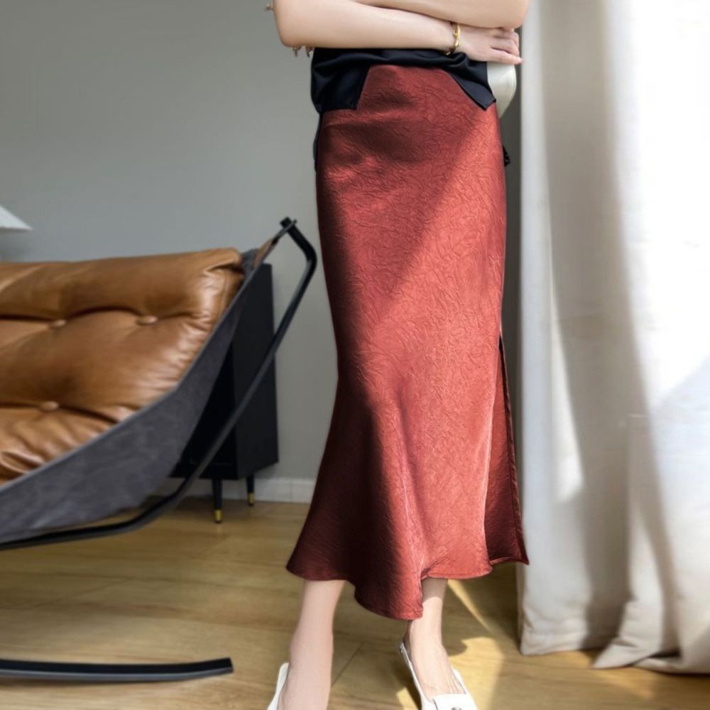 ジャガードサテンスカート|オフィスカジュアル レディース 通販【ミレジェネ】