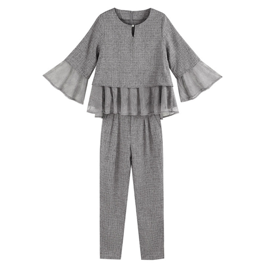 ペプラムオーガンジーセットアップ|オフィスカジュアル レディース 通販【ミレジェネ】