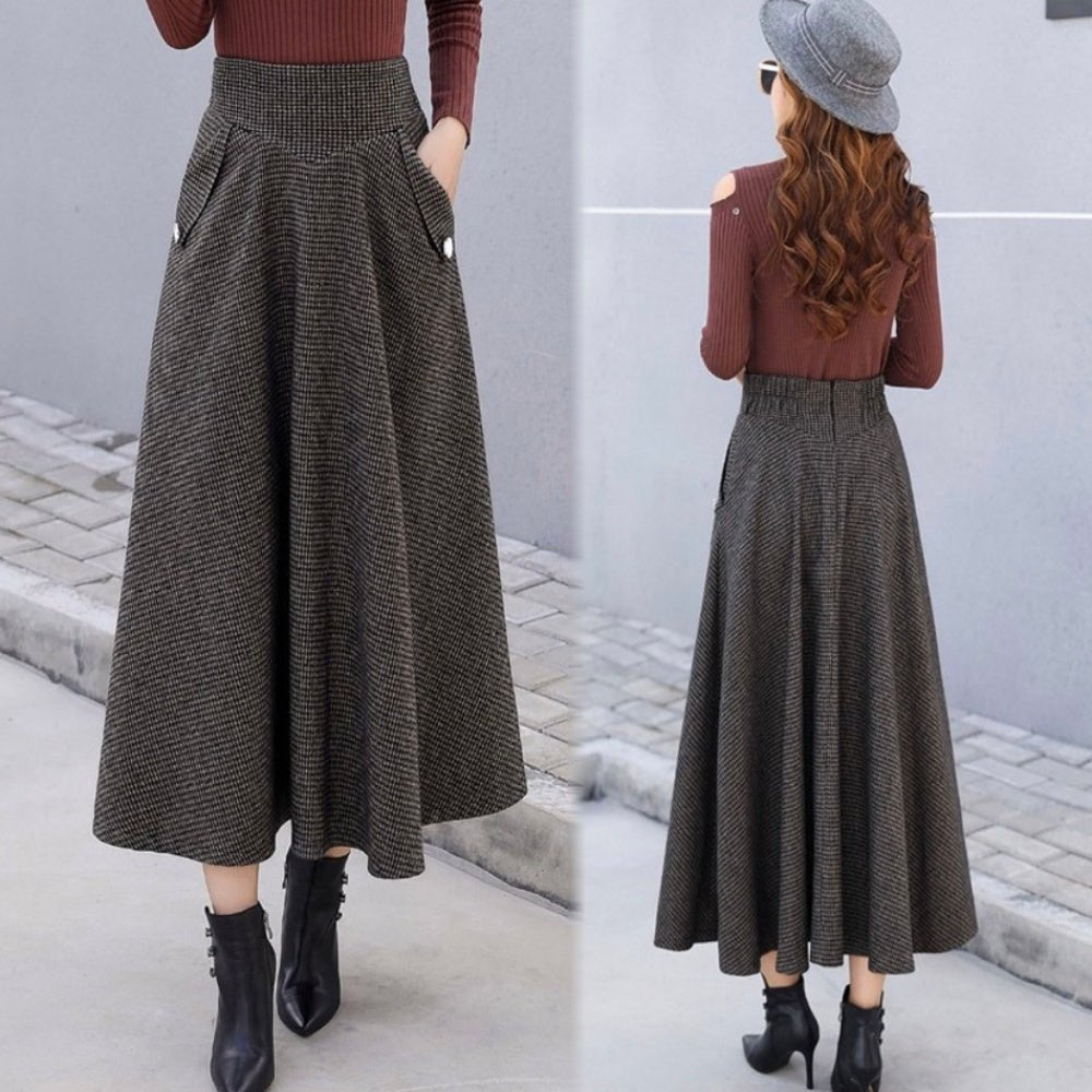 千鳥柄ハイウエストスカート|オフィスカジュアル レディース 通販【ミレジェネ】