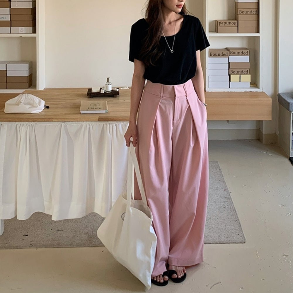 フロントワイドタックハイウエストパンツ|オフィスカジュアル レディース 通販【ミレジェネ】