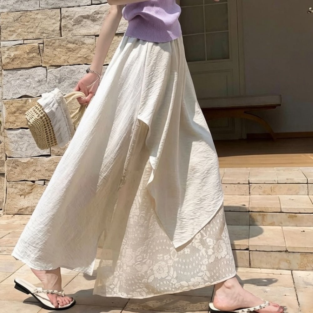 レースレイヤーイレヘムフレアスカート|オフィスカジュアル レディース 通販【ミレジェネ】