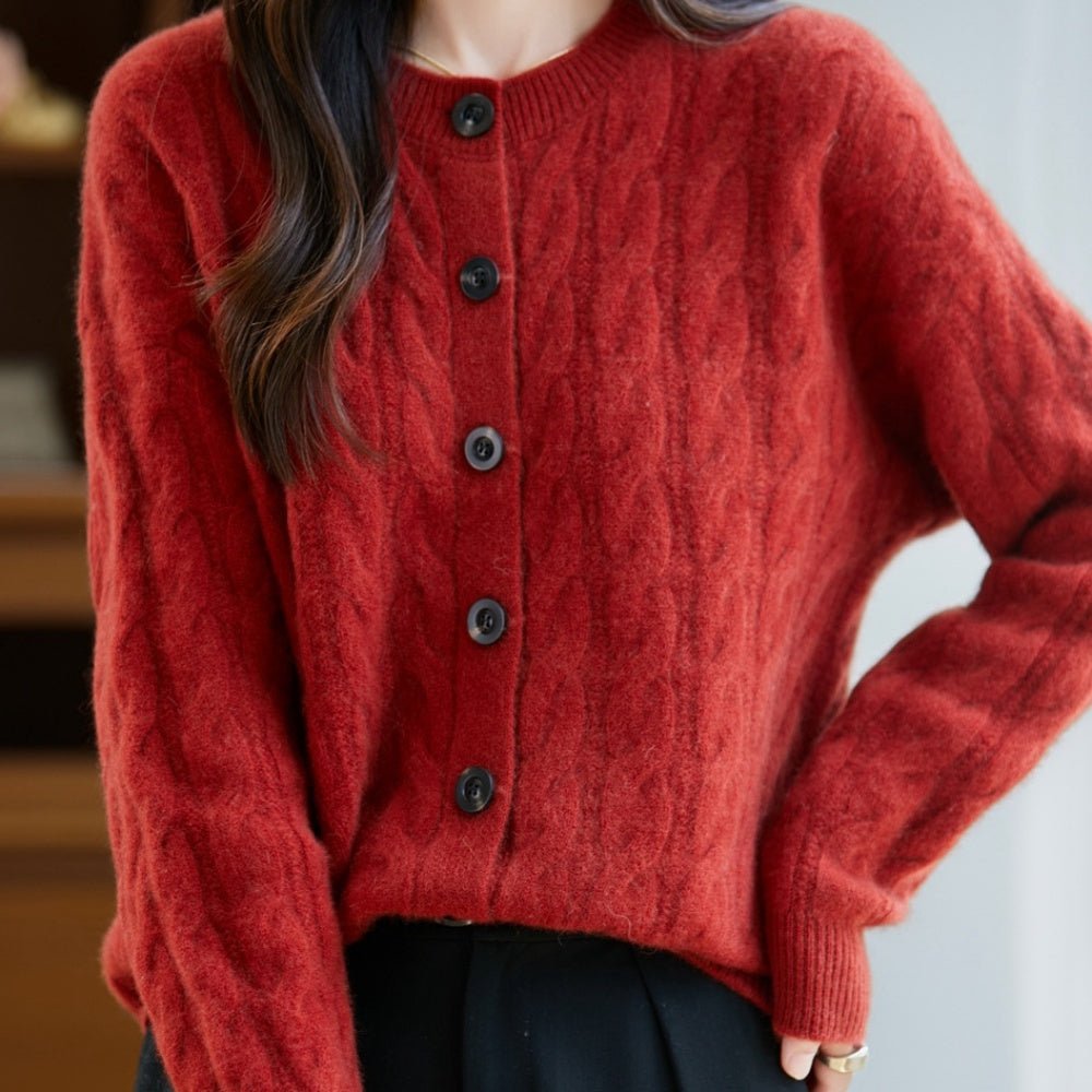 ウールケーブルニットカーディガン|オフィスカジュアル レディース 通販【ミレジェネ】