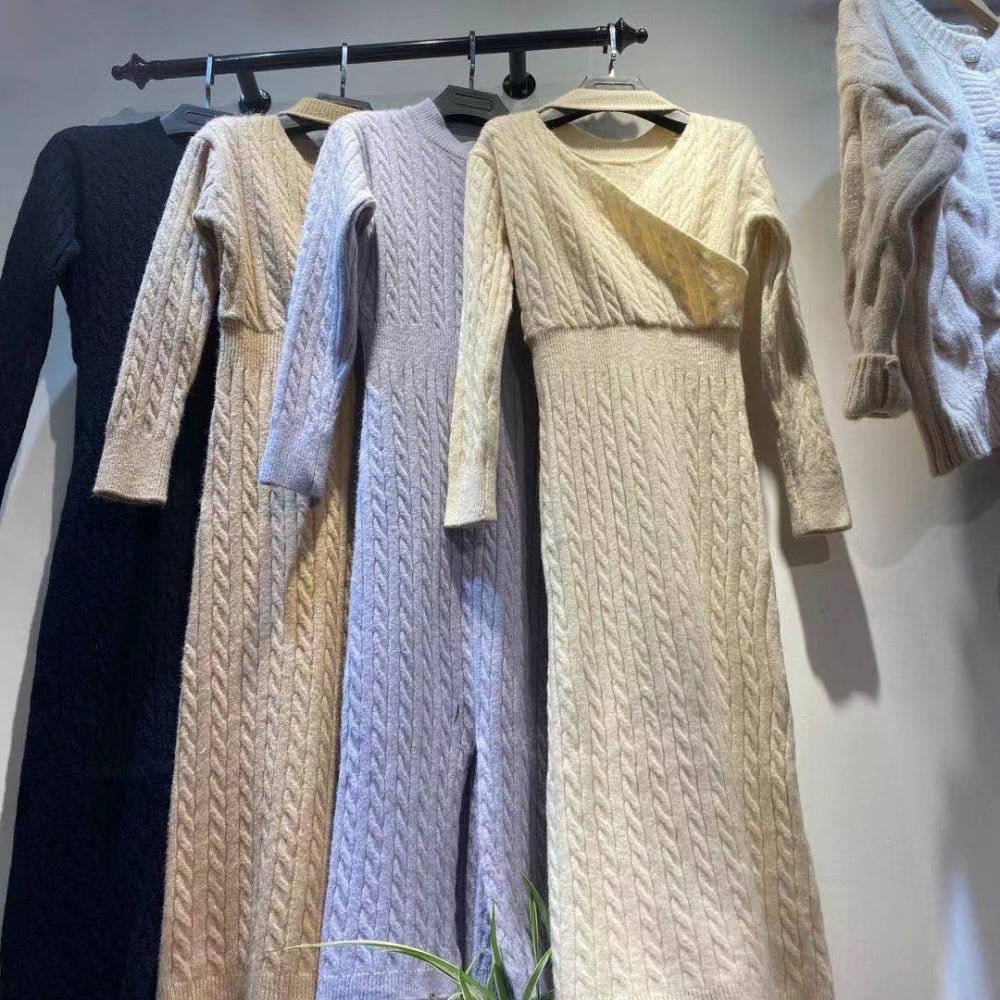 スリット入りケーブルニットワンピース|オフィスカジュアル レディース 通販【ミレジェネ】