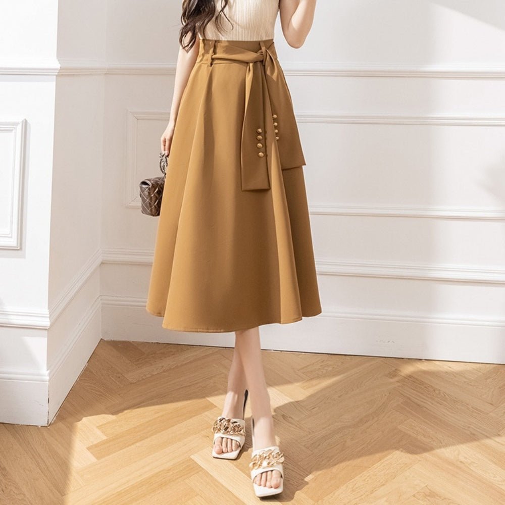 ウエストリボンフレアスカート|オフィスカジュアル レディース 通販【ミレジェネ】