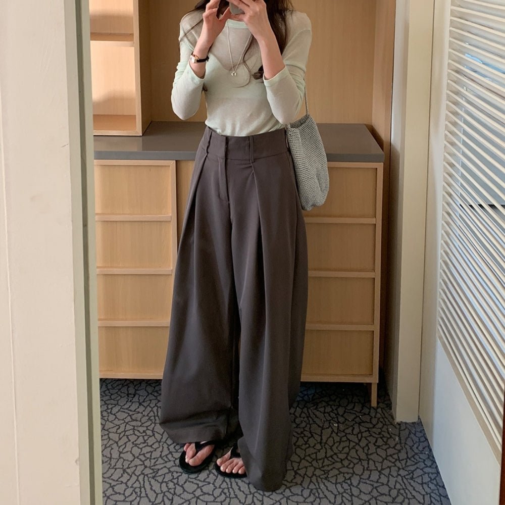 フロントワイドタックハイウエストパンツ|オフィスカジュアル レディース 通販【ミレジェネ】