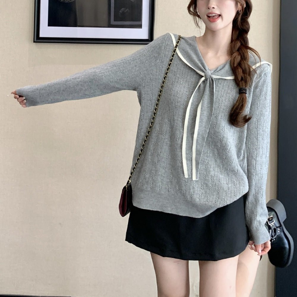 セーラーカラー配色ニット|オフィスカジュアル レディース 通販【ミレジェネ】