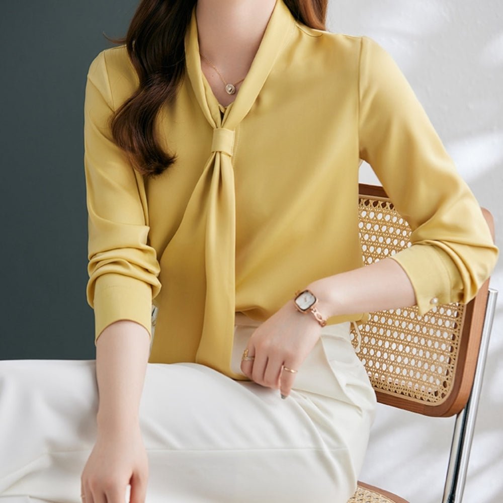 長袖ボウタイブラウス|オフィスカジュアル レディース 通販【ミレジェネ】