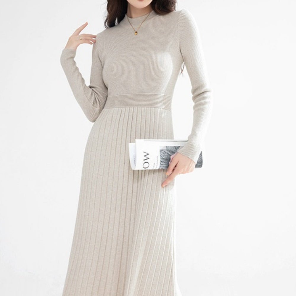 プリーツ風リブニットワンピース|オフィスカジュアル レディース 通販【ミレジェネ】