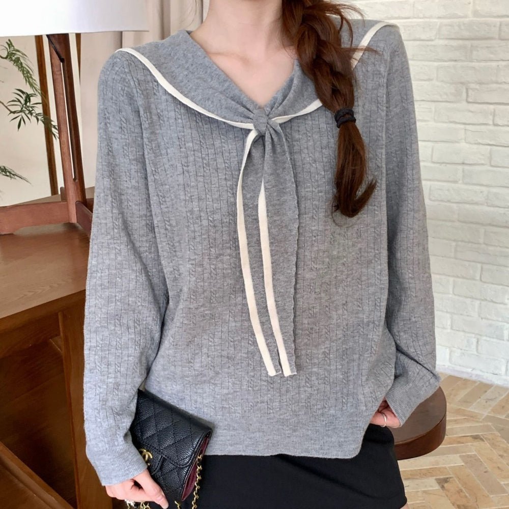 セーラーカラー配色ニット|オフィスカジュアル レディース 通販【ミレジェネ】