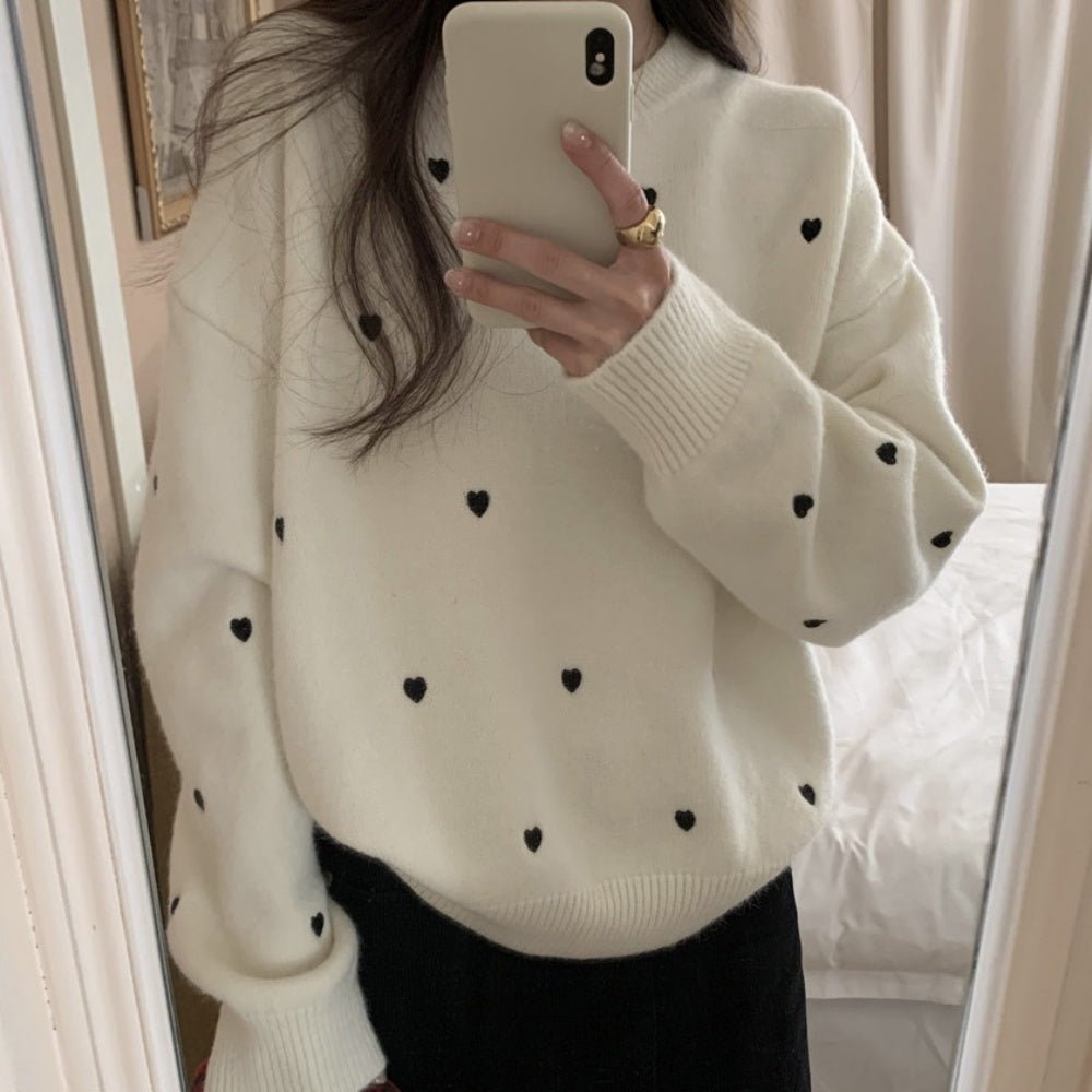 オフィスカジュアル 冬 ハートデザインセーター ミレジェネ