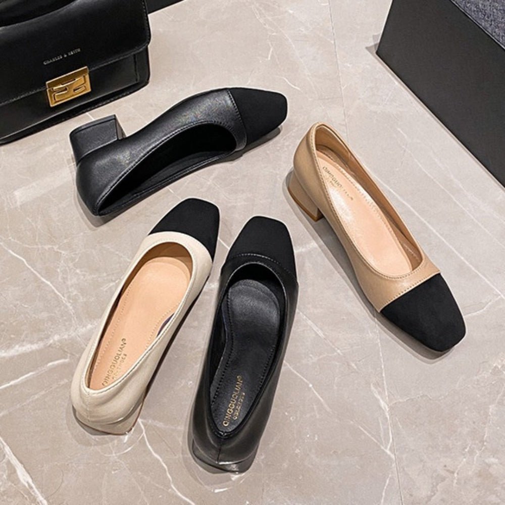 バイカラー太ヒールパンプス|オフィスカジュアル レディース 通販【ミレジェネ】