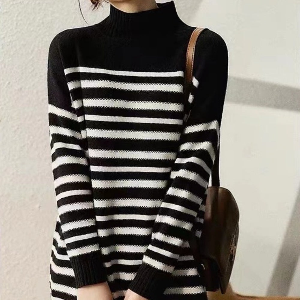 ボーダーハイネックニット|オフィスカジュアル レディース 通販 Millennial Generation【ミレジェネ】