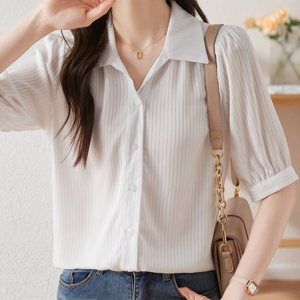 スキッパー襟シフォンブラウス|オフィスカジュアル レディース 通販【ミレジェネ】