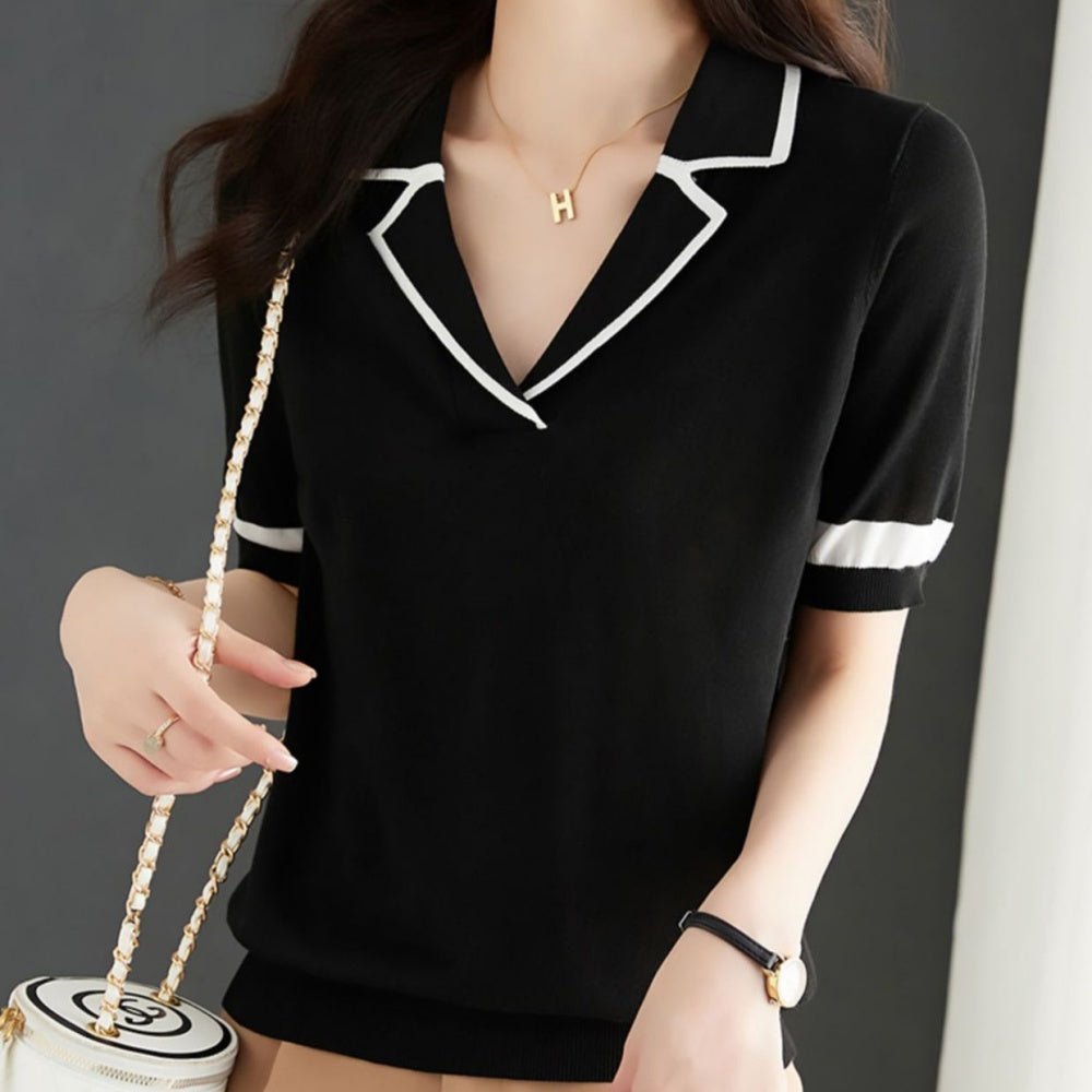 ポロニット配色トップス|オフィスカジュアル レディース 通販【ミレジェネ】