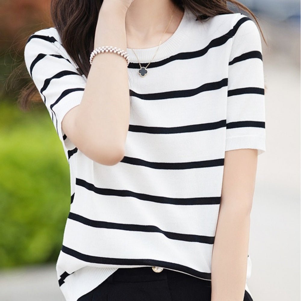 フレンチボーダー薄ニットトップス|オフィスカジュアル レディース 通販【ミレジェネ】