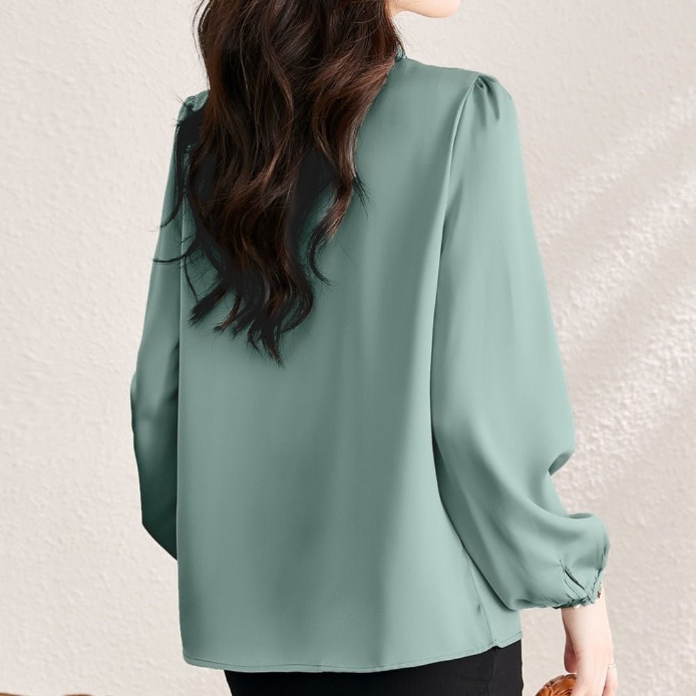 <即納>スタンドフリル長袖ブラウス|オフィスカジュアル レディース 通販 Millennial Generation【ミレジェネ】