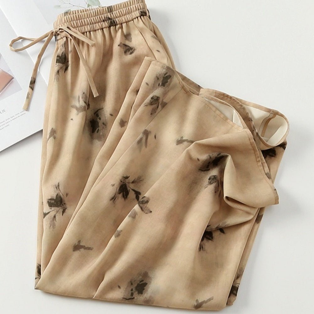 ウエストシャーリングリーフ柄パンツ|オフィスカジュアル レディース 通販【ミレジェネ】