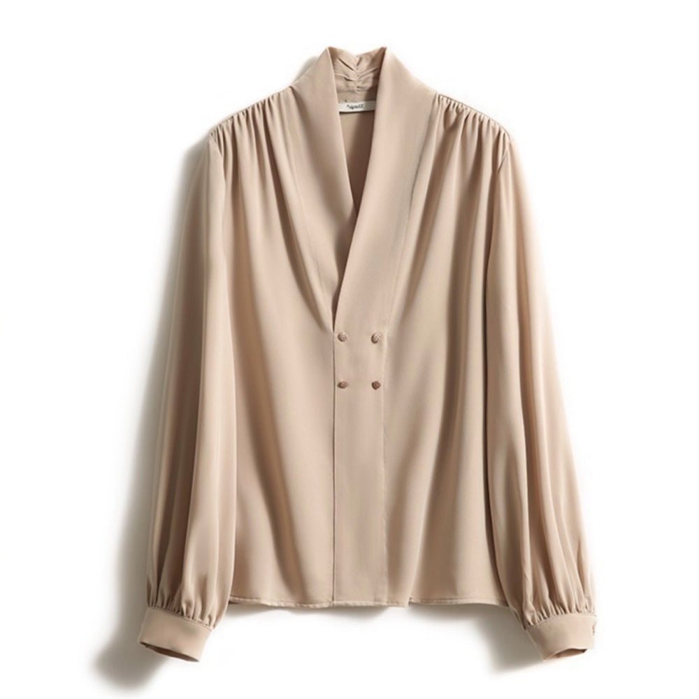 装飾付ショールカラーブラウス|オフィスカジュアル レディース 通販【ミレジェネ】