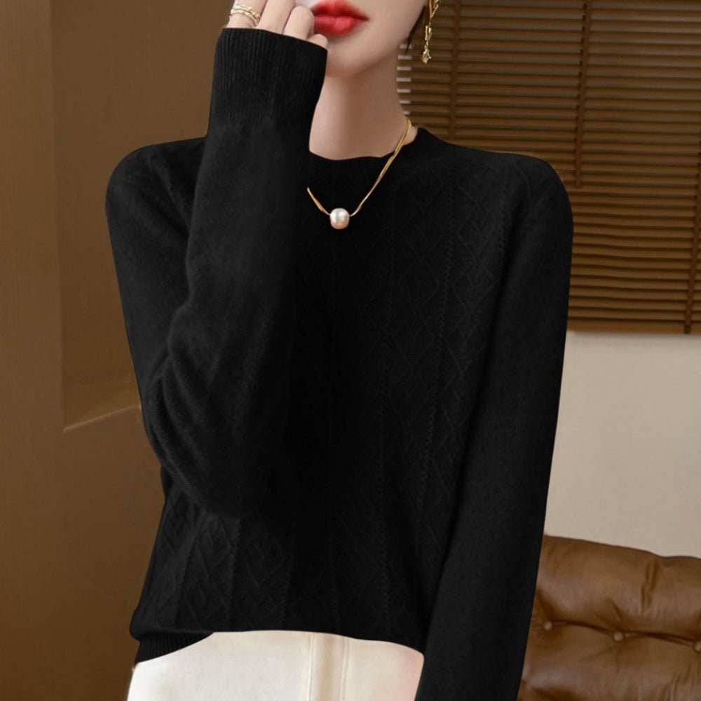 ラウンドネックダイヤ模様ニット|オフィスカジュアル レディース 通販【ミレジェネ】