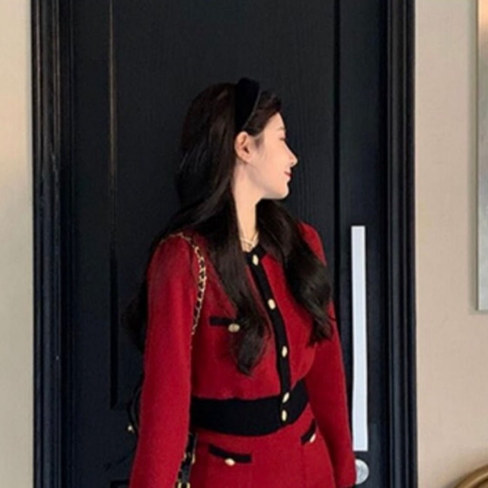 金釦アクセントレトロニットアップ|オフィスカジュアル レディース 通販【ミレジェネ】