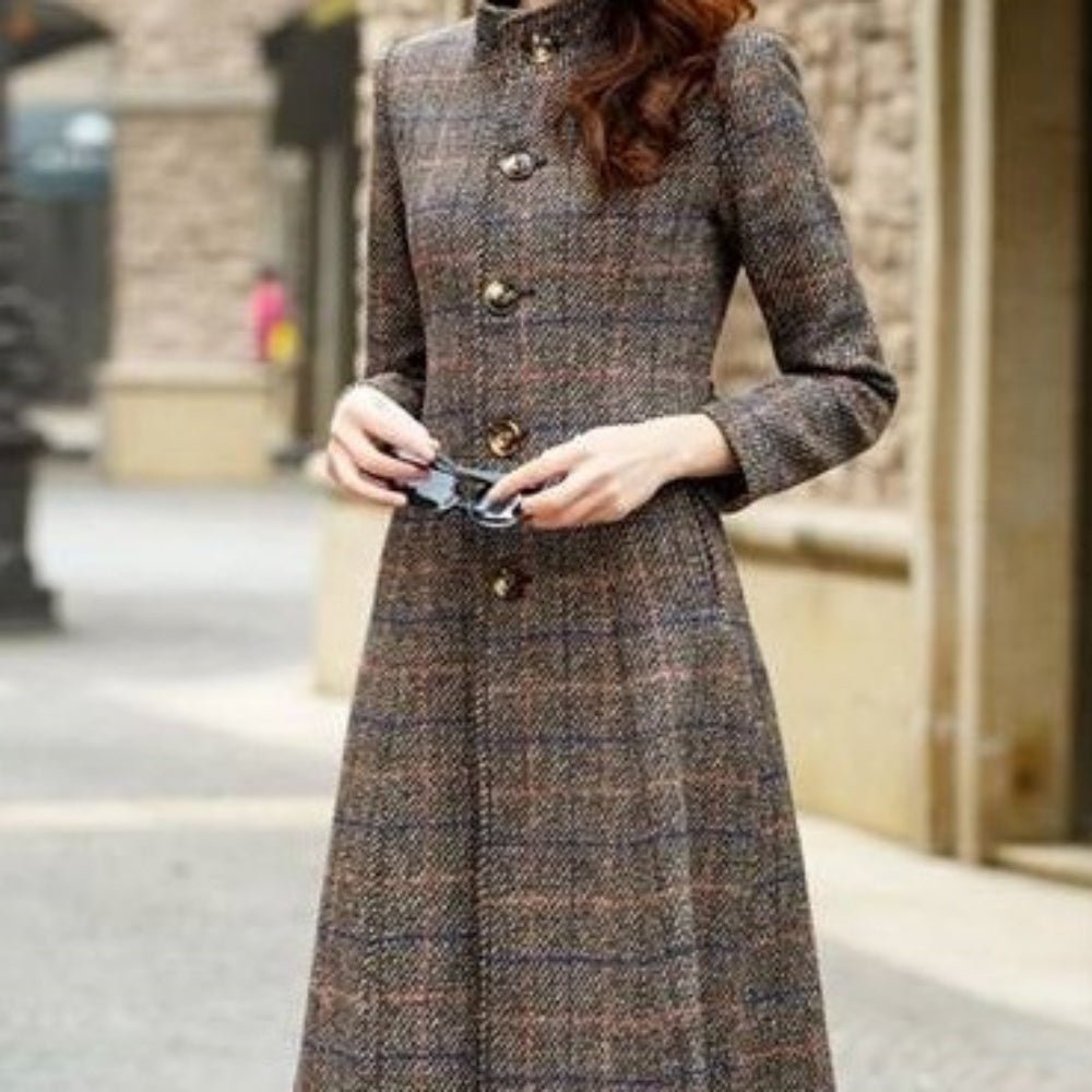 チェック柄スタンドカラーコート|オフィスカジュアル レディース 通販【ミレジェネ】