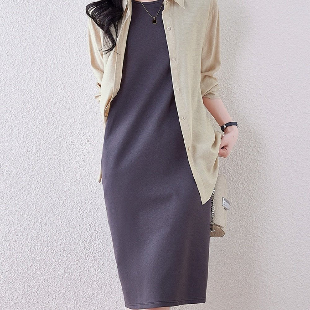 ラウンドネックベーシックワンピース|オフィスカジュアル レディース 通販【ミレジェネ】