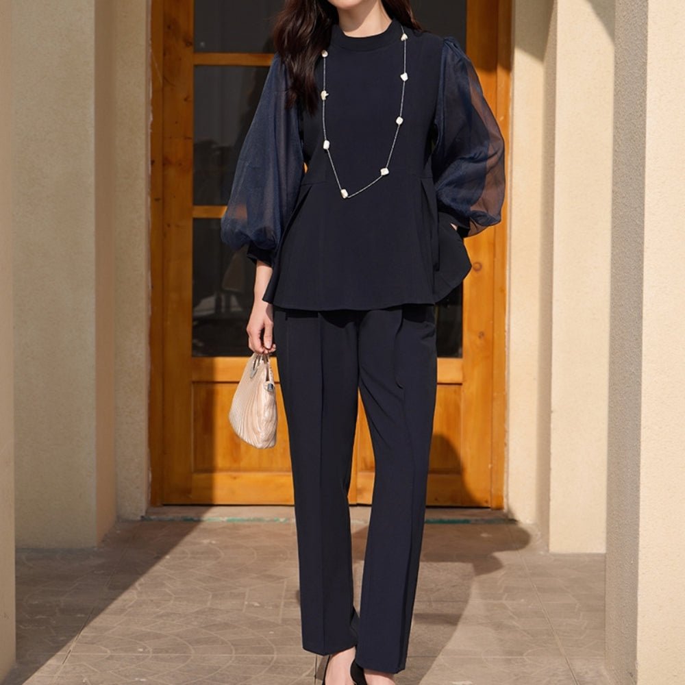 パフスリーブリボンセットアップ|オフィスカジュアル レディース 通販【ミレジェネ】